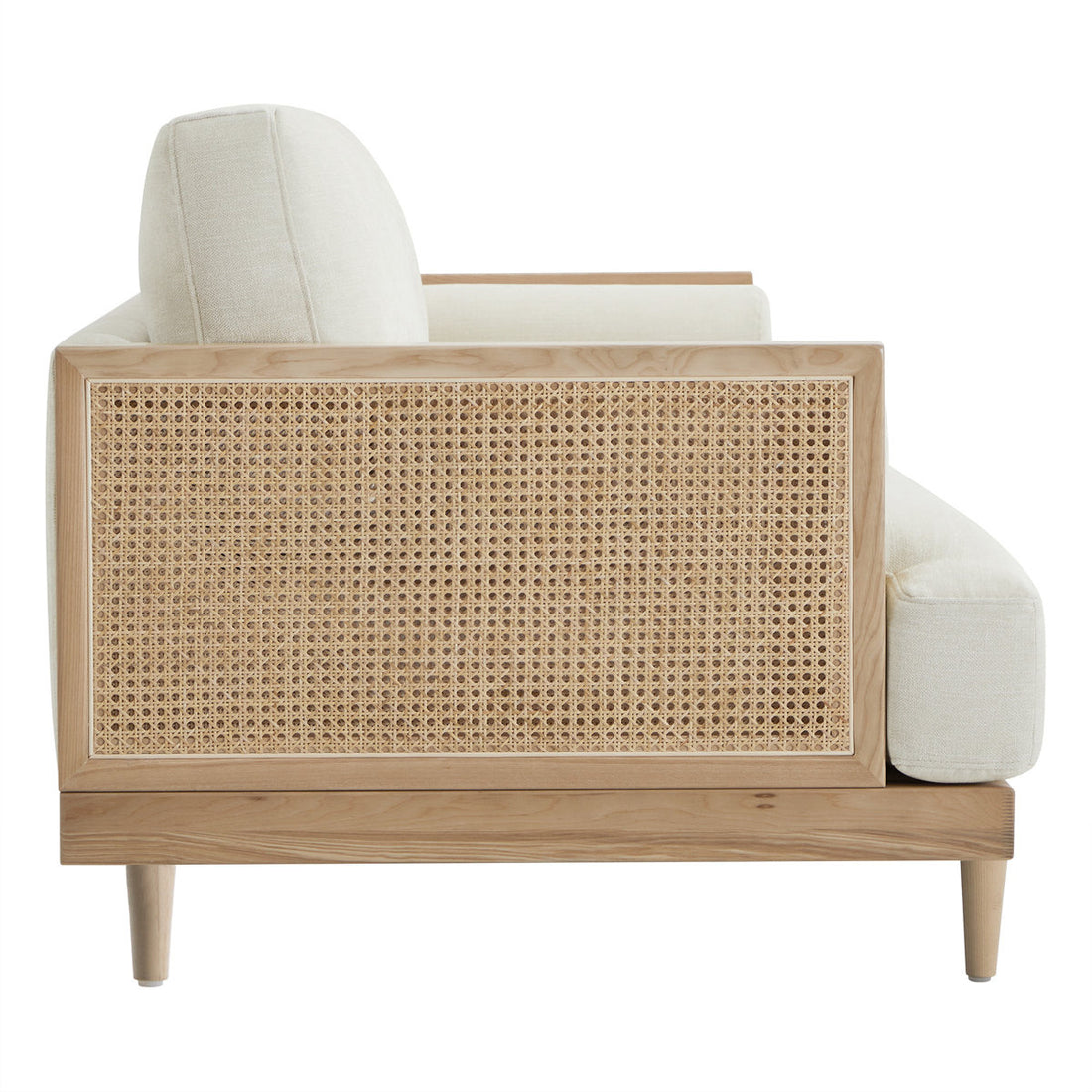 Aneet Upholstered Rattan Sofa in Solid Wood