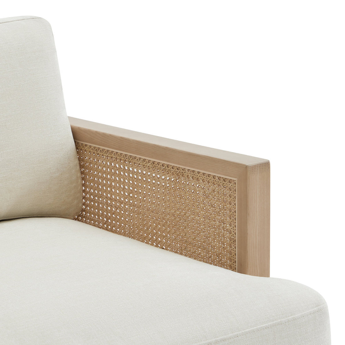 Aneet Upholstered Rattan Sofa in Solid Wood