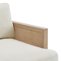 Aneet Upholstered Rattan Sofa in Solid Wood