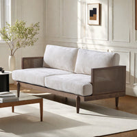 Aneet Upholstered Rattan Sofa in Solid Wood