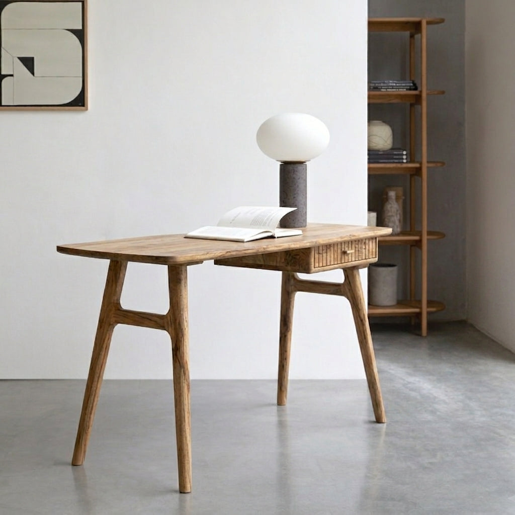 Arbor Study Desk in Solid Mango Wood – Natural Finish
