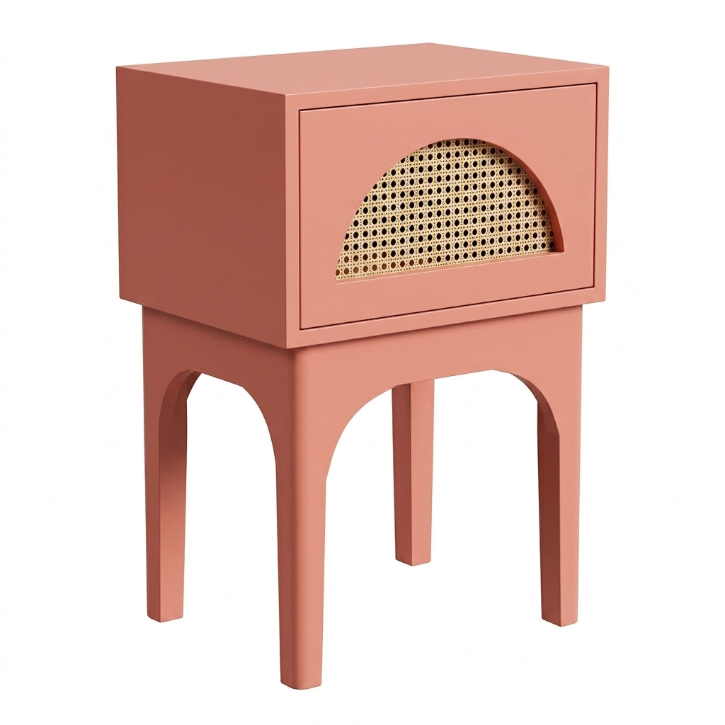 Arcadia Bedside Table in Mango Wood - Terracotta Pink
