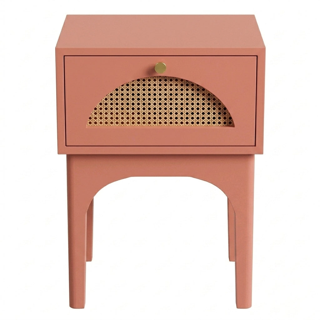 Arcadia Bedside Table in Mango Wood - Terracotta Pink