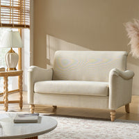 Arching 2 Seater Farmhouse Loveseat With Solid Wood Spindle Legs