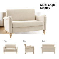 Arching 2 Seater Farmhouse Loveseat With Solid Wood Spindle Legs