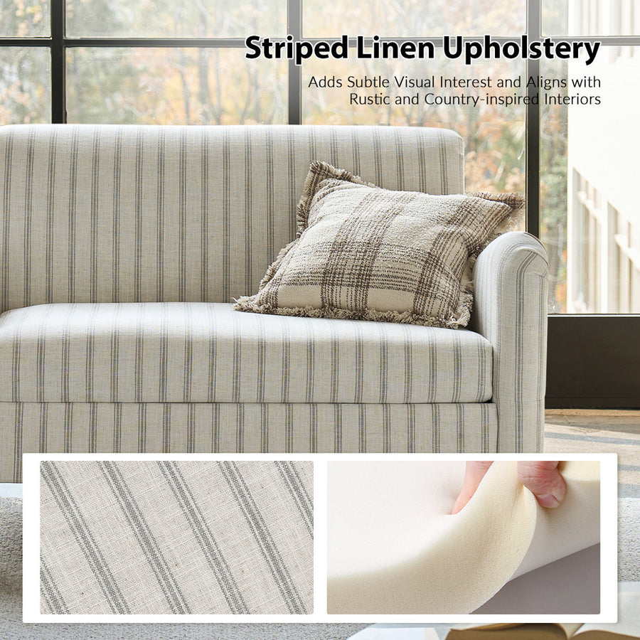 Arching 2 Seater Farmhouse Loveseat With Solid Wood Spindle Legs