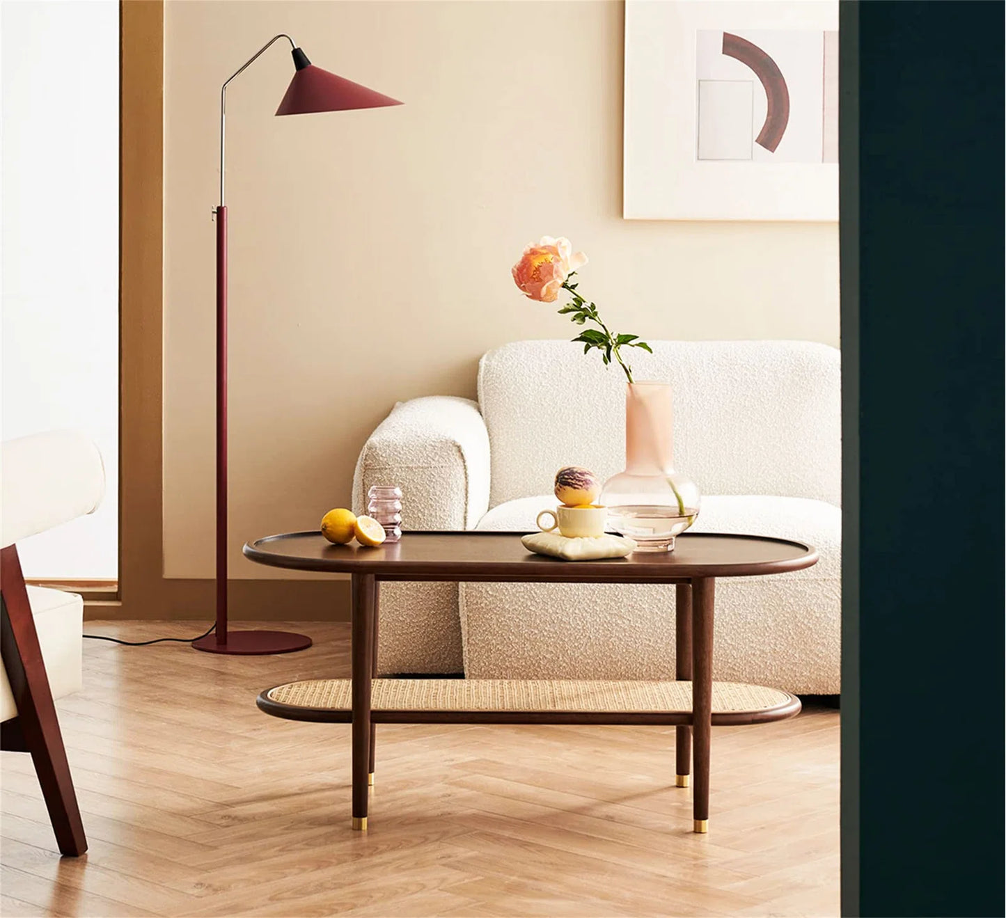 Ariva Coffee Table with Rattan Shelf Storage