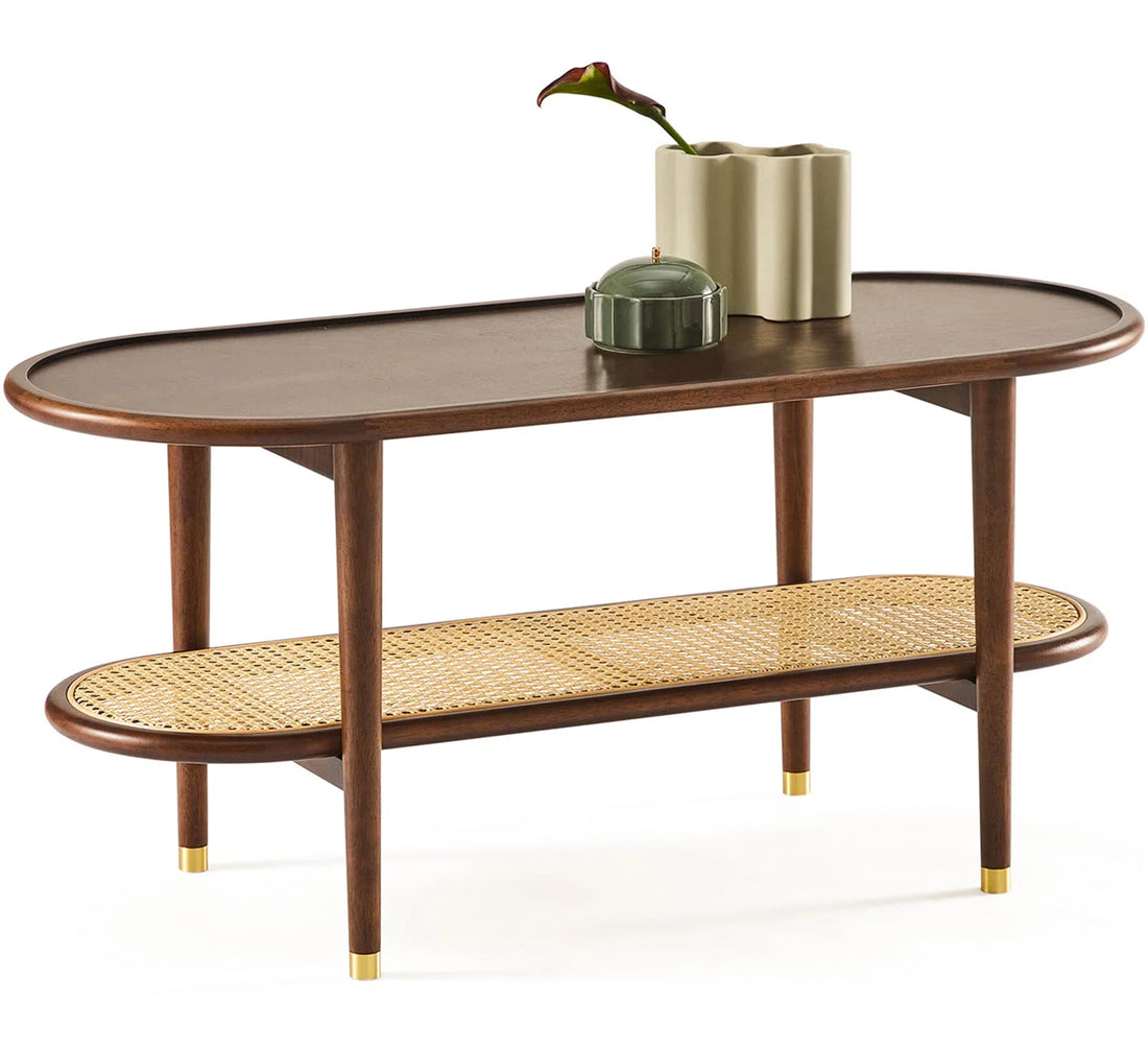 Ariva Coffee Table with Rattan Shelf Storage