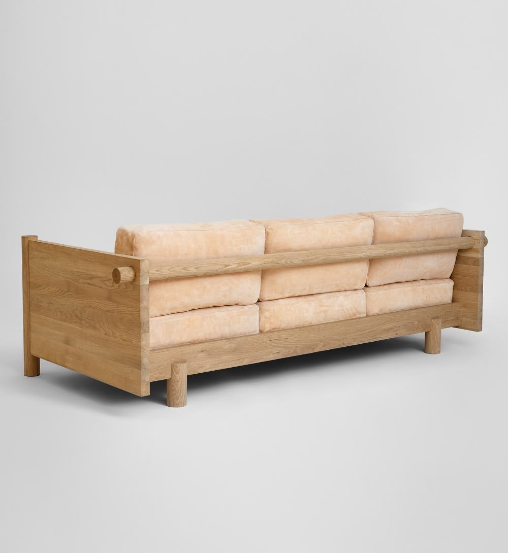 Solid Wood Minimal 3 Seater Sofa For Living Room