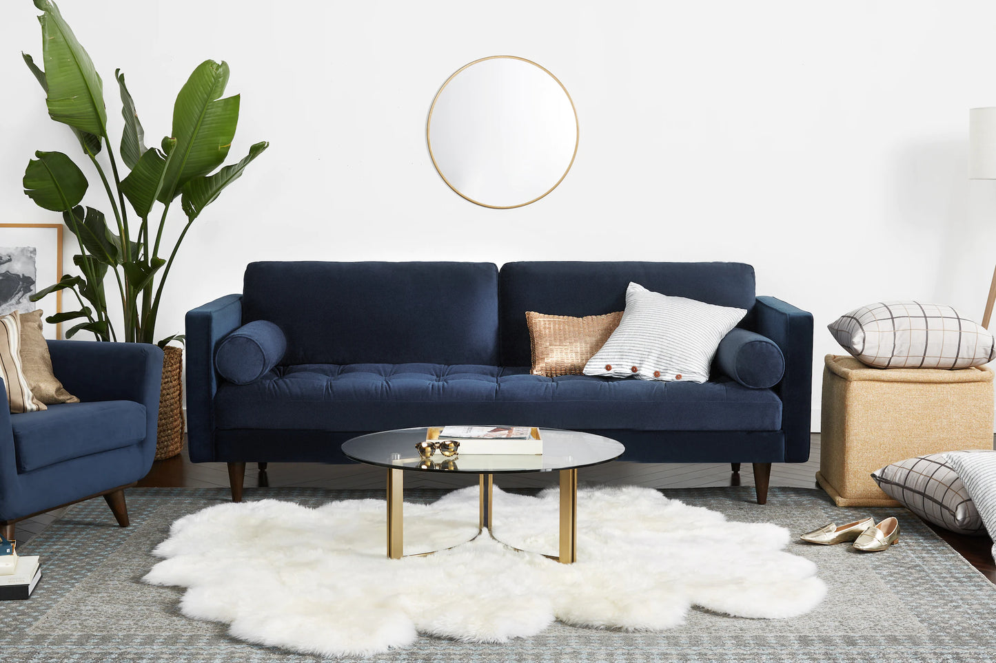 Briar Sofa For Living Room 2 Seater|Suede Velvet Fabric| Solid Wood Frame