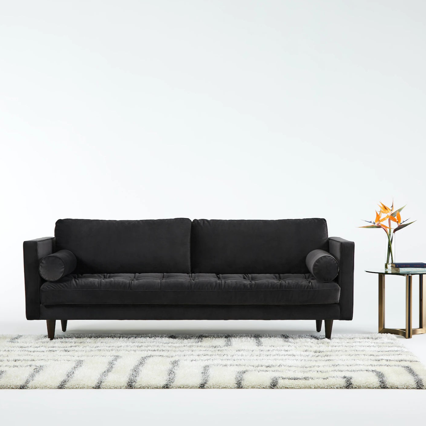 Briar Sofa For Living Room 2 Seater|Suede Velvet Fabric| Solid Wood Frame