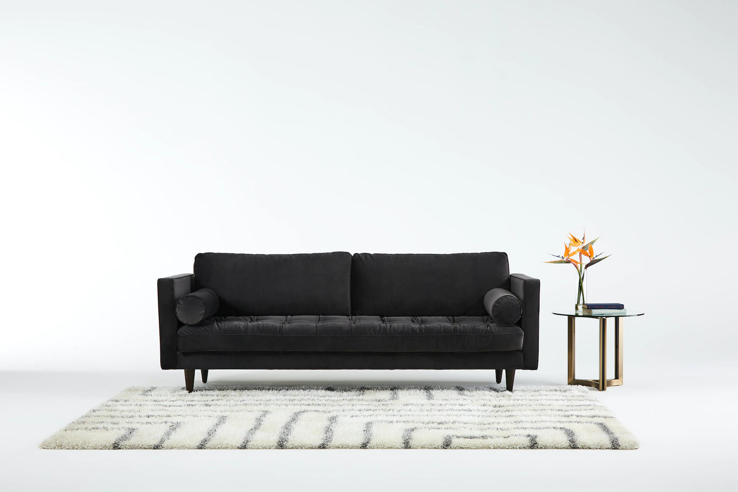 Briar Sofa For Living Room 2 Seater|Suede Velvet Fabric| Solid Wood Frame