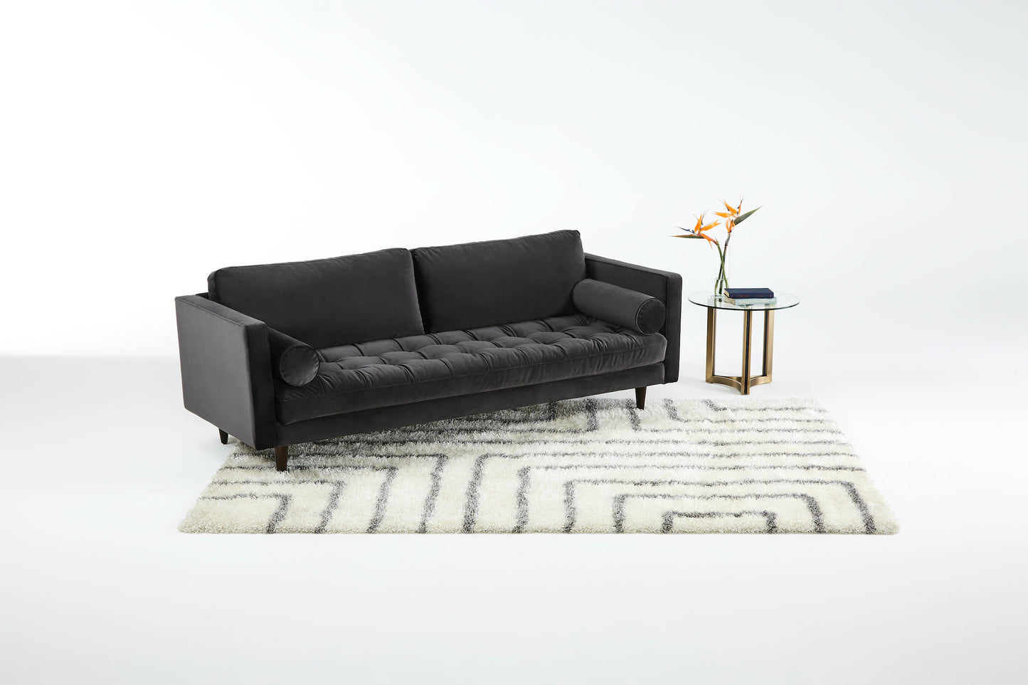 Briar Sofa For Living Room 2 Seater|Suede Velvet Fabric| Solid Wood Frame