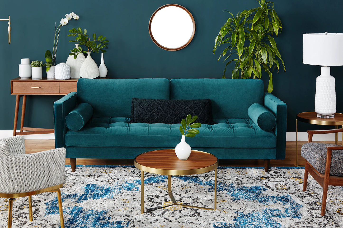 Briar Sofa For Living Room 2 Seater|Suede Velvet Fabric| Solid Wood Frame