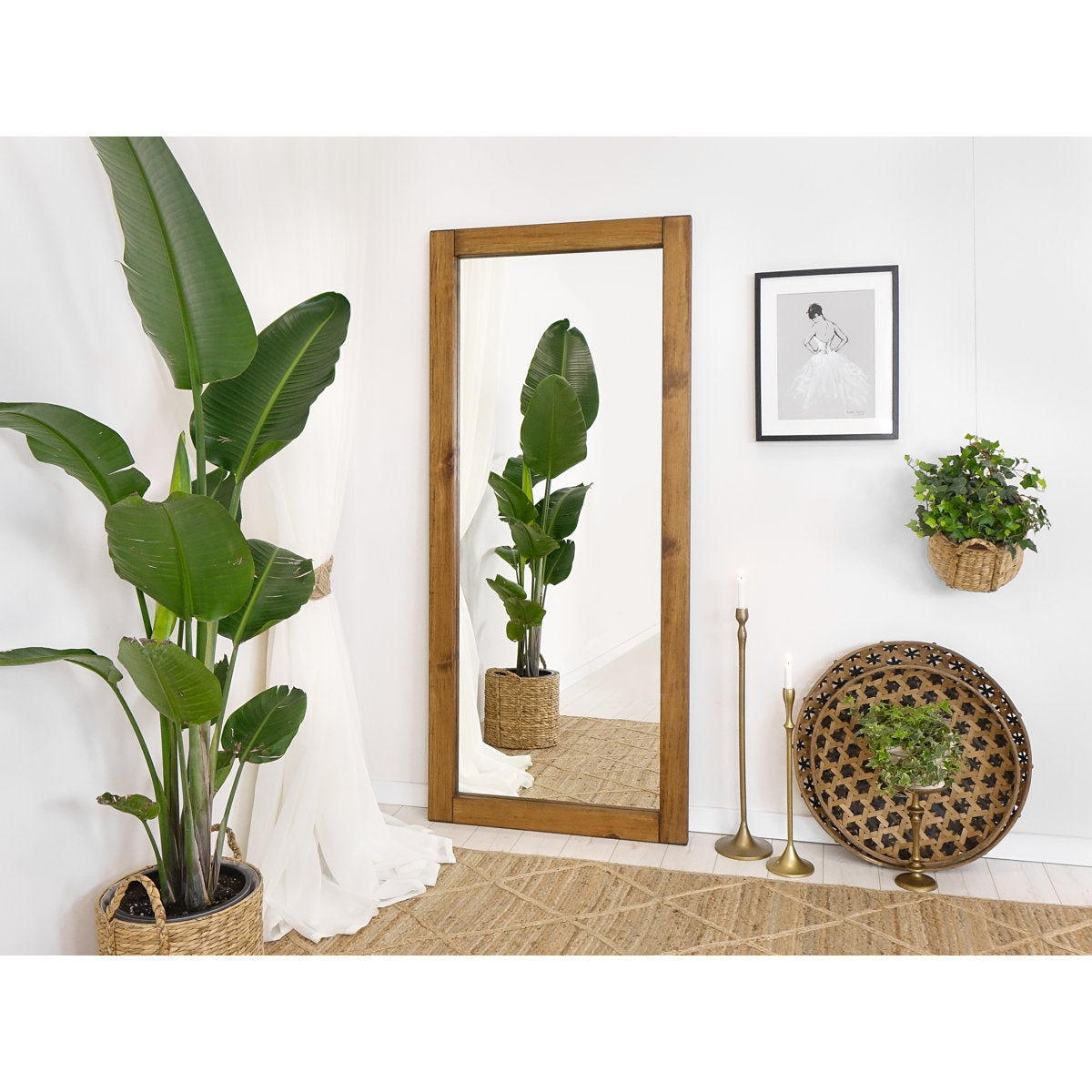 Rectangle Wooden Flat Mirror Full Length