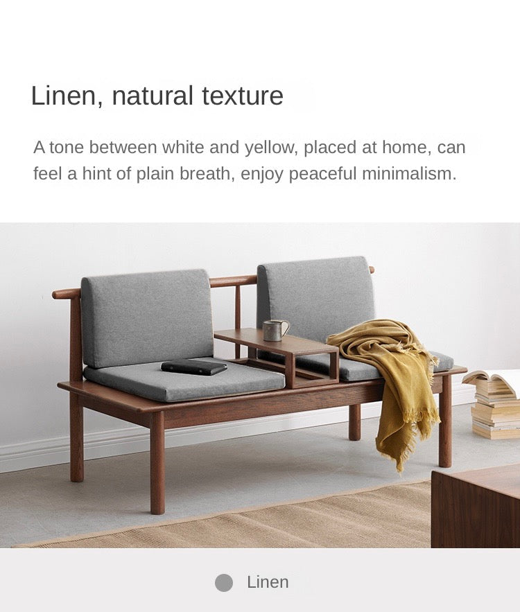 Solid Wood Sofa for Living Room 2 Seater |Walnut Color | Matt Finish | Suede Fabric