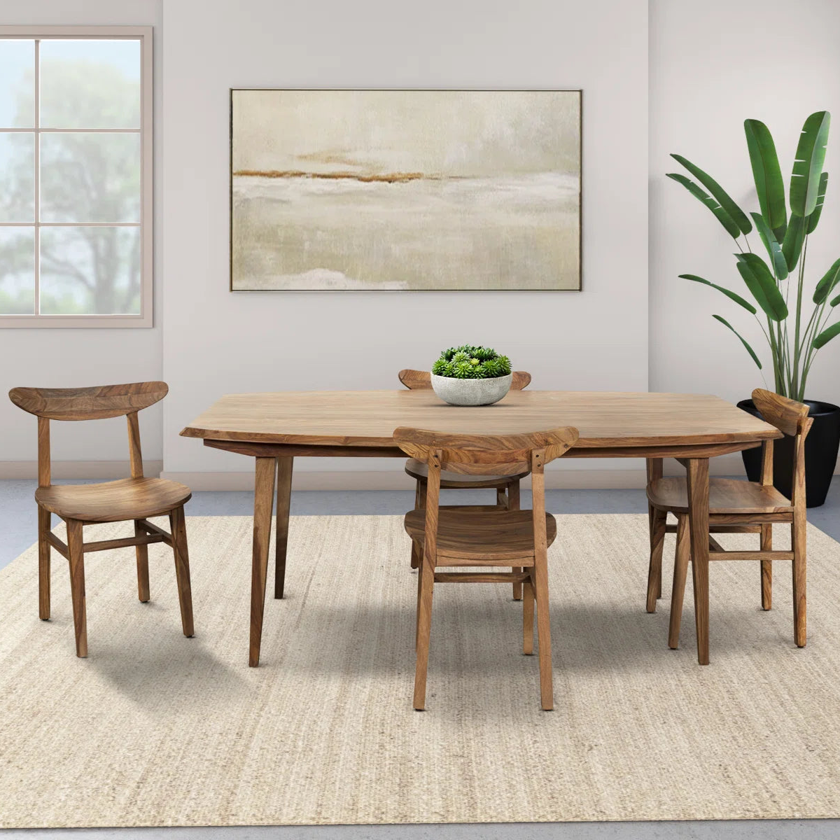 Celotto Sheesham Solid Wood Dining Table & Chair Set