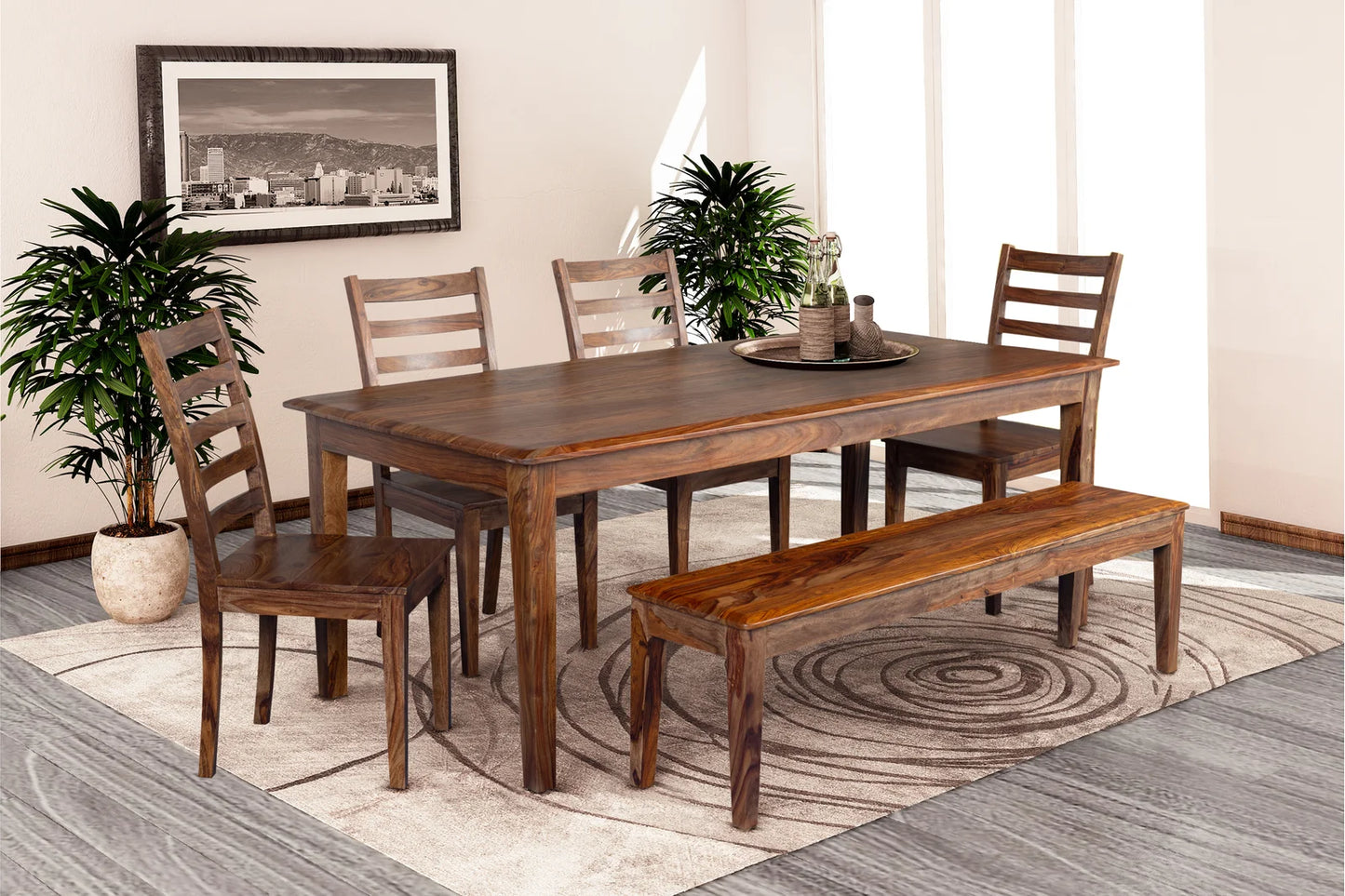 Clermont Sheesham Wood Dining Table & Chair