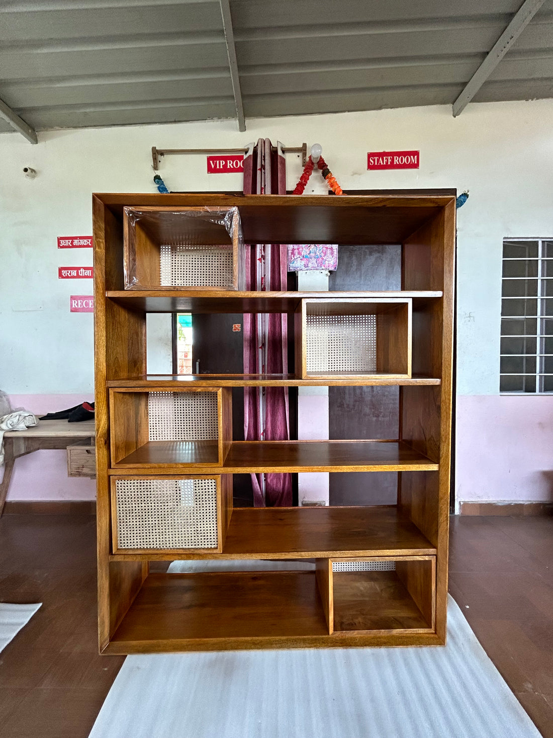 Lewis Bookcase with Rattan Box