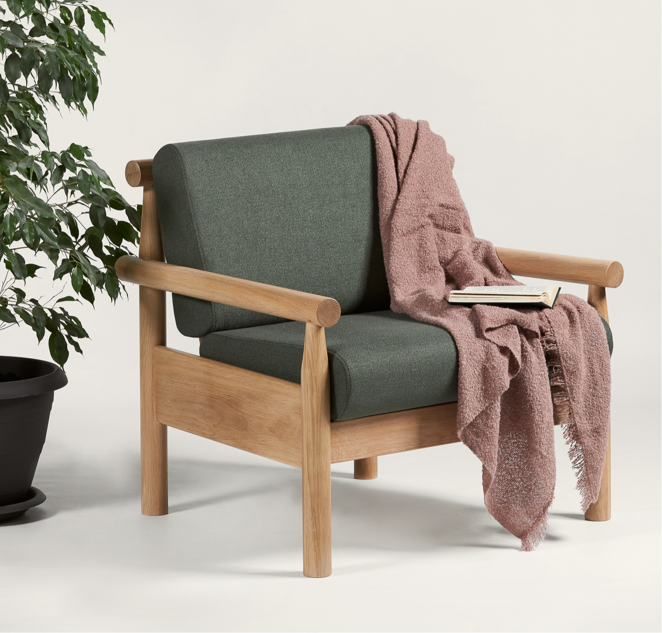 Elowen Chair - Solid Wood | Natural Finish | Seating & Backrest Cushion