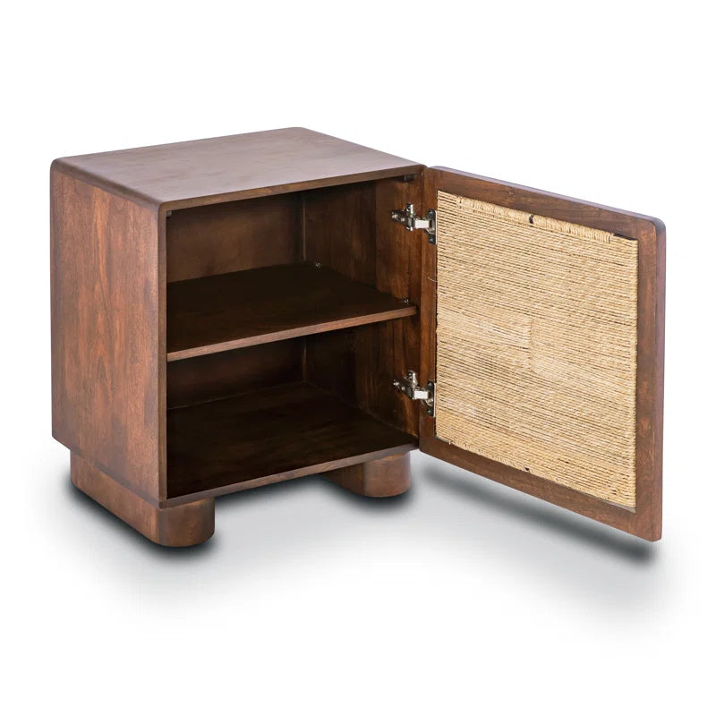 Charlie Mango Wood Nightstand in Brown Finish