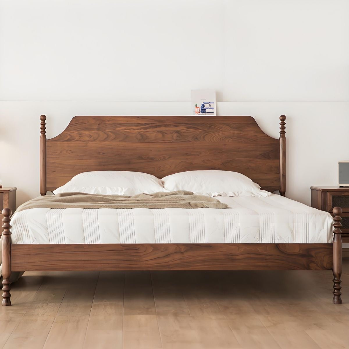Florya Solid Wood Bed without Storage in Teak Wood