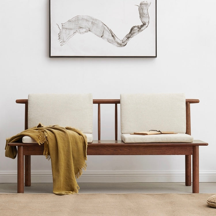 Solid Wood Sofa for Living Room 2 Seater |Walnut Color | Matt Finish | Suede Fabric