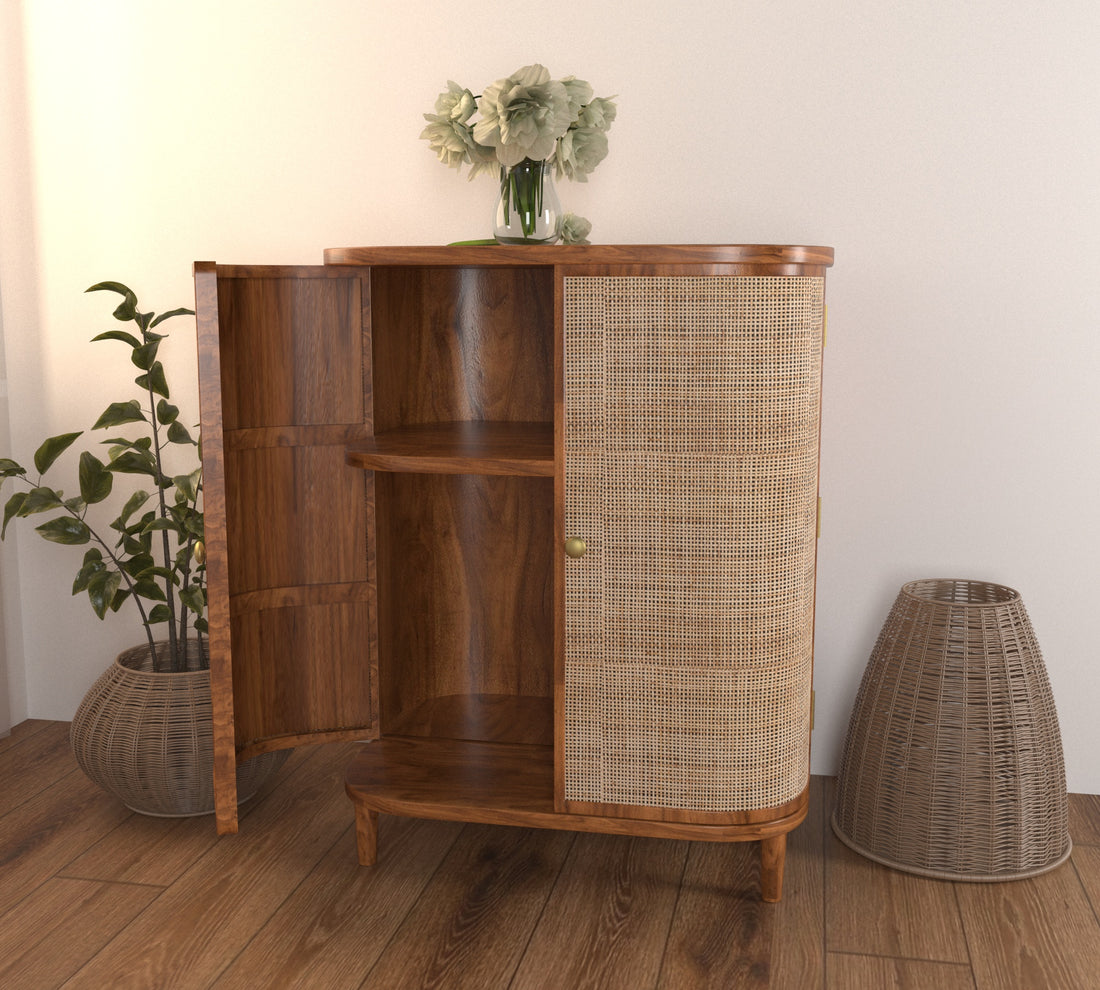 Curve Rattan Door Cabinet Storage