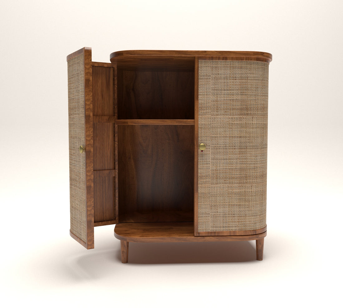 Curve Rattan Door Cabinet Storage