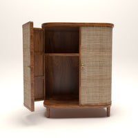 Curve Rattan Door Cabinet Storage