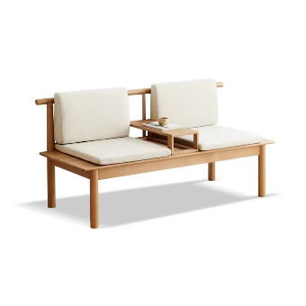 Solid Wood Sofa for Living Room 2 Seater |Walnut Color | Matt Finish | Suede Fabric