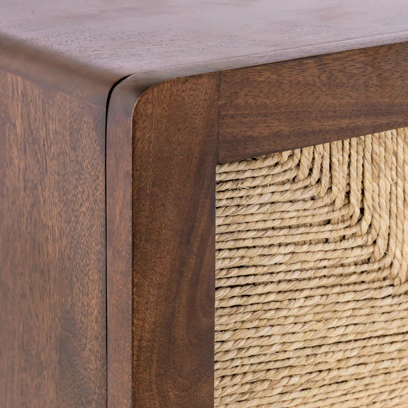 Charlie Mango Wood Nightstand in Brown Finish