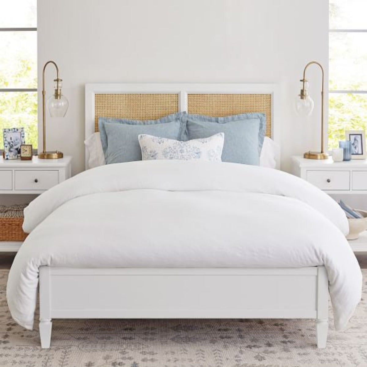 Dylan Solid Wood Rattan Bed | Mango Wood | King & Queen Size | Custom Finish Available