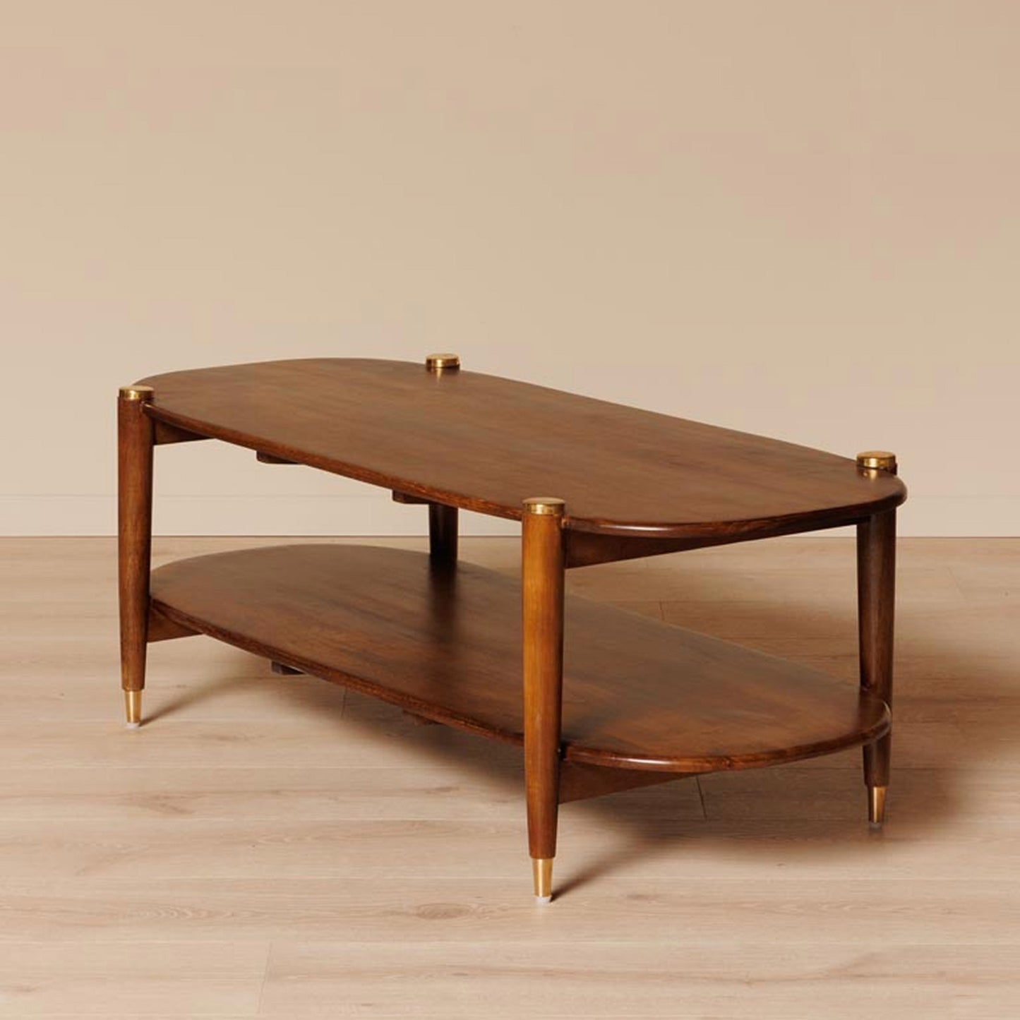 Elanza Coffee Table | Mango Wood | Honey Finish | Solid Wood | Oval Shape | Custom Finish Available