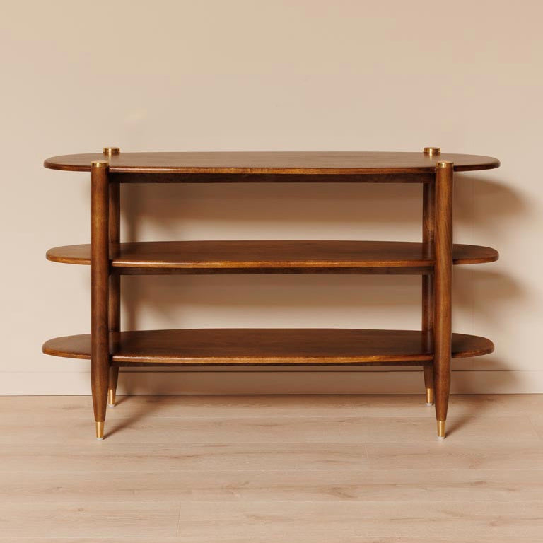 Elanza Console Table | Mango Wood | Honey Finish | Solid Wood | Oval Shape