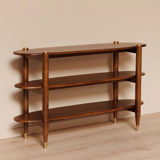 Elanza Console Table | Mango Wood | Honey Finish | Solid Wood | Oval Shape