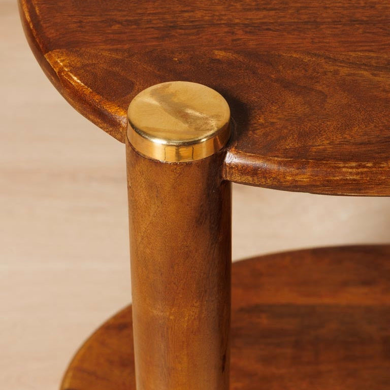 Elanza End Table | Mango Wood | Honey Finish | Solid Wood | Oval Design | Accent Table