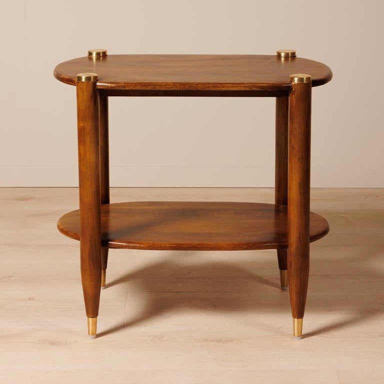 Elanza End Table | Mango Wood | Honey Finish | Solid Wood | Oval Design | Accent Table