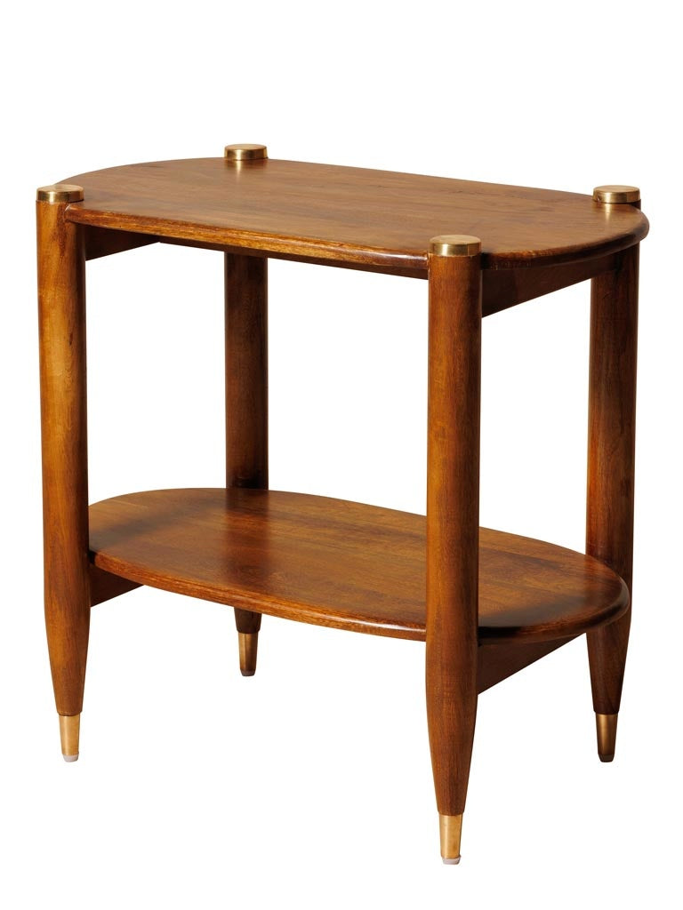 Elanza End Table | Mango Wood | Honey Finish | Solid Wood | Oval Design | Accent Table