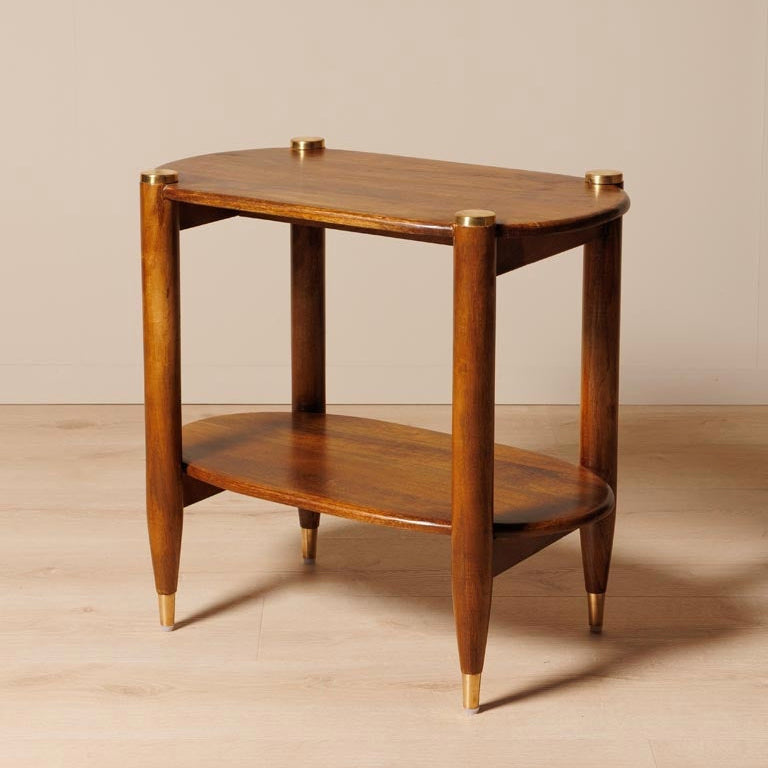 Elanza End Table | Mango Wood | Honey Finish | Solid Wood | Oval Design | Accent Table