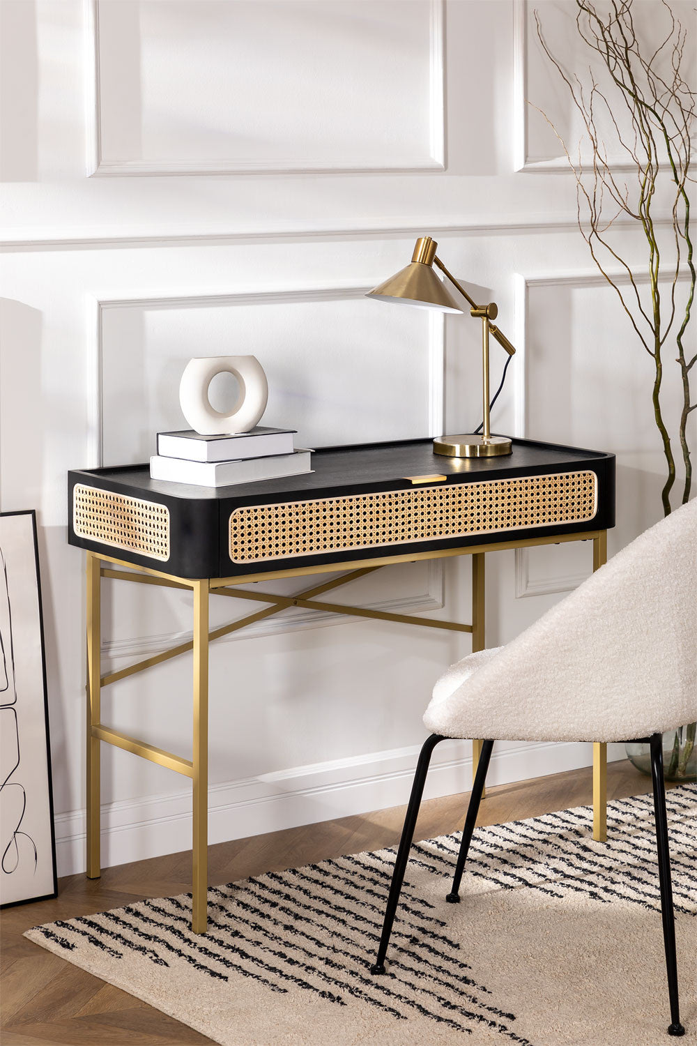 Enrique Rattan Study Table in Mango Solid Wood