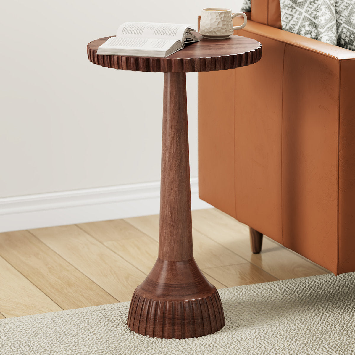 Eryne Mango Wood Round Accent Table