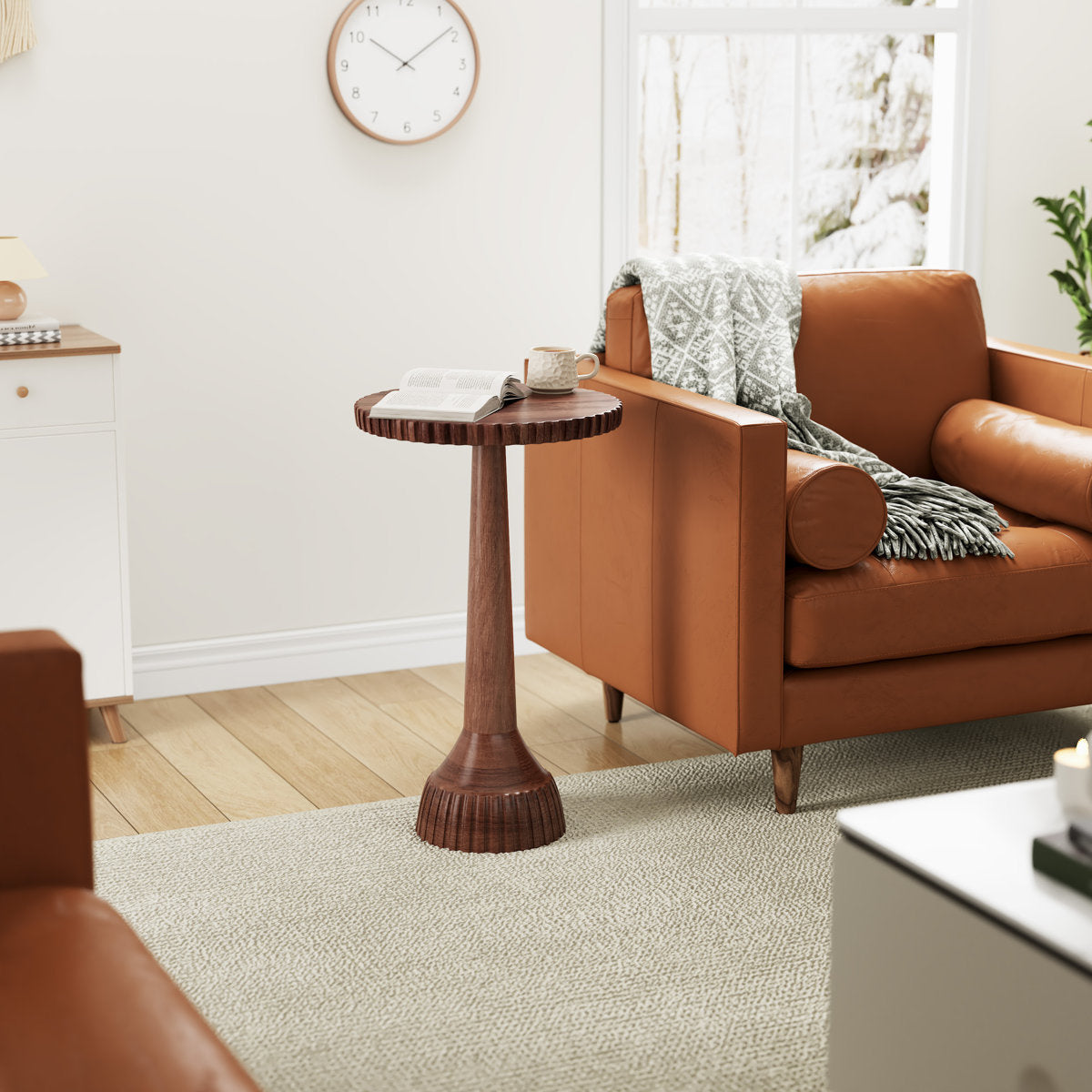 Eryne Mango Wood Round Accent Table