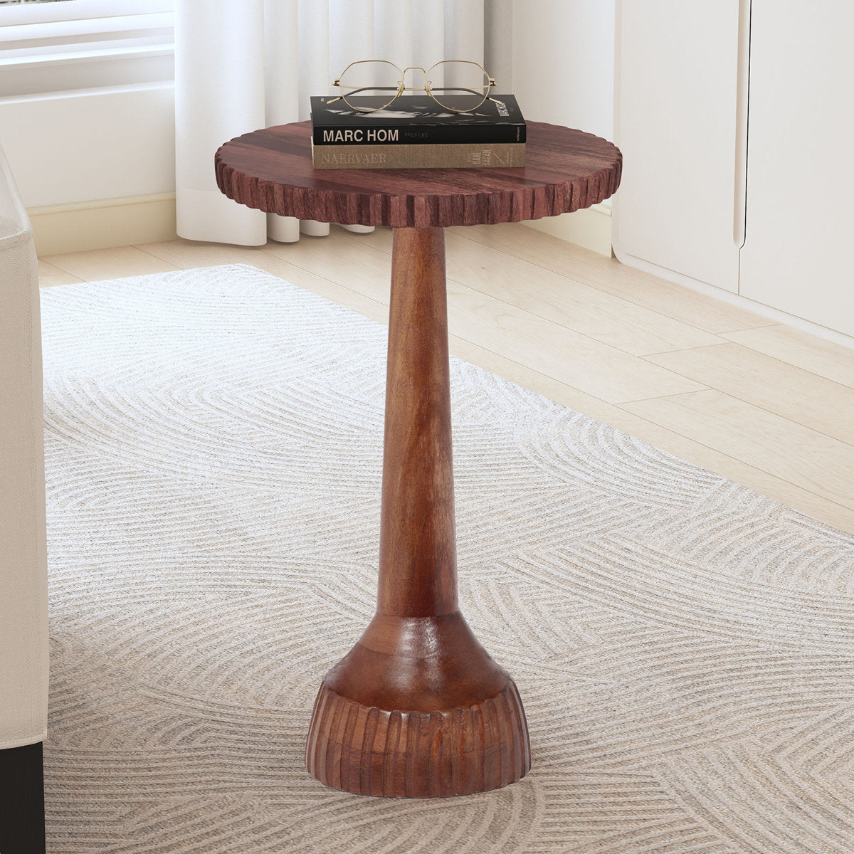 Eryne Mango Wood Round Accent Table