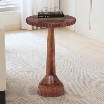 Eryne Mango Wood Round Accent Table