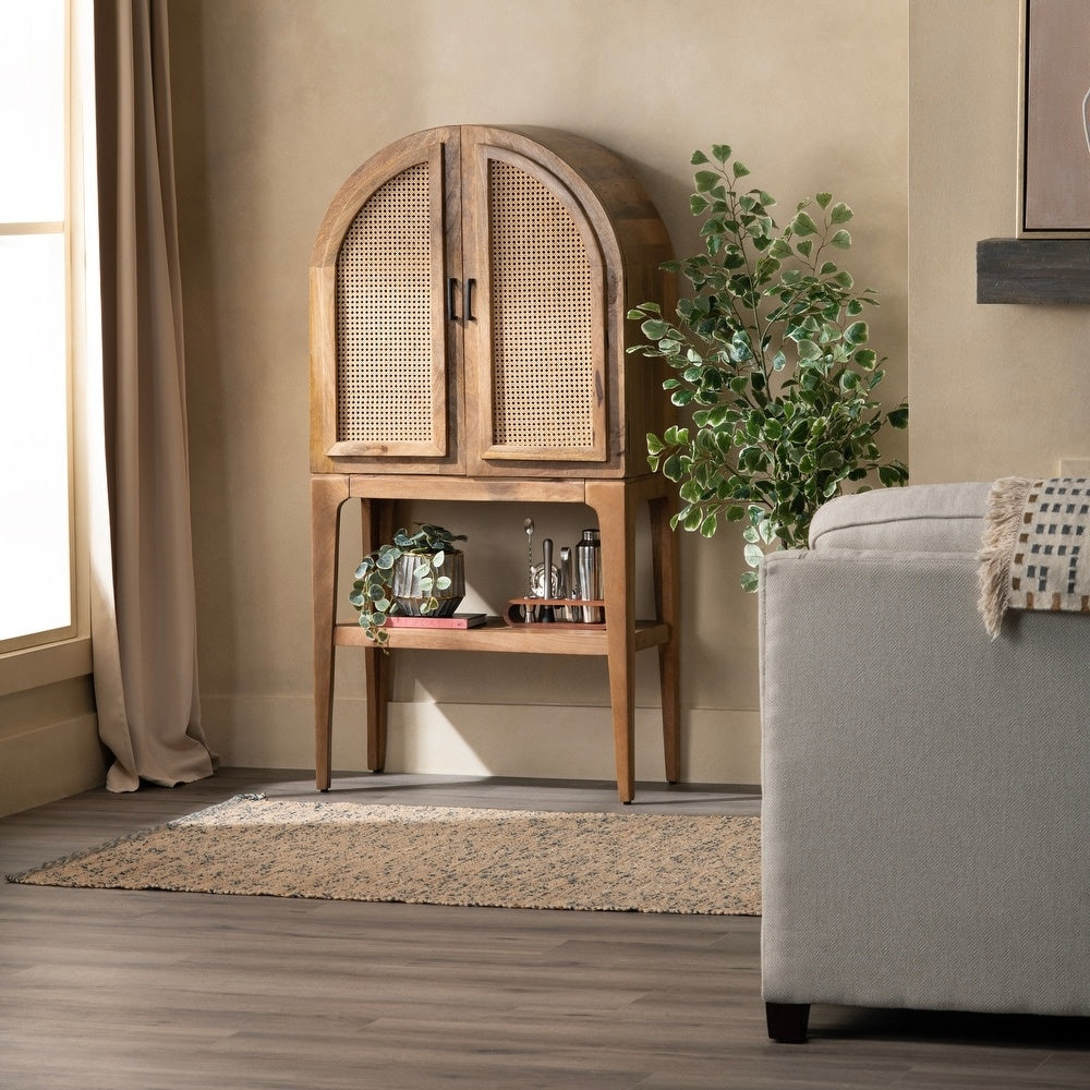 Eyelet Cane Bar Cabinet in Mango Wood | Natural finish | Drinks Cabinet