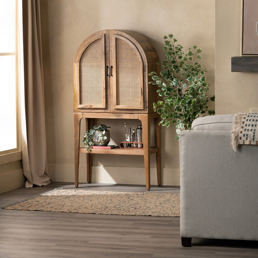 Eyelet Cane Bar Cabinet in Mango Wood | Natural finish | Drinks Cabinet