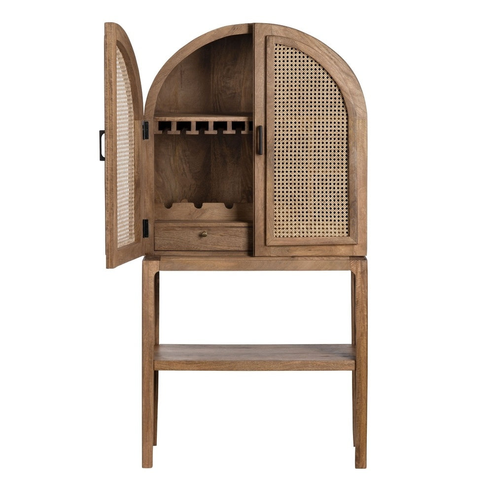 Eyelet Cane Bar Cabinet in Mango Wood | Natural finish | Drinks Cabinet