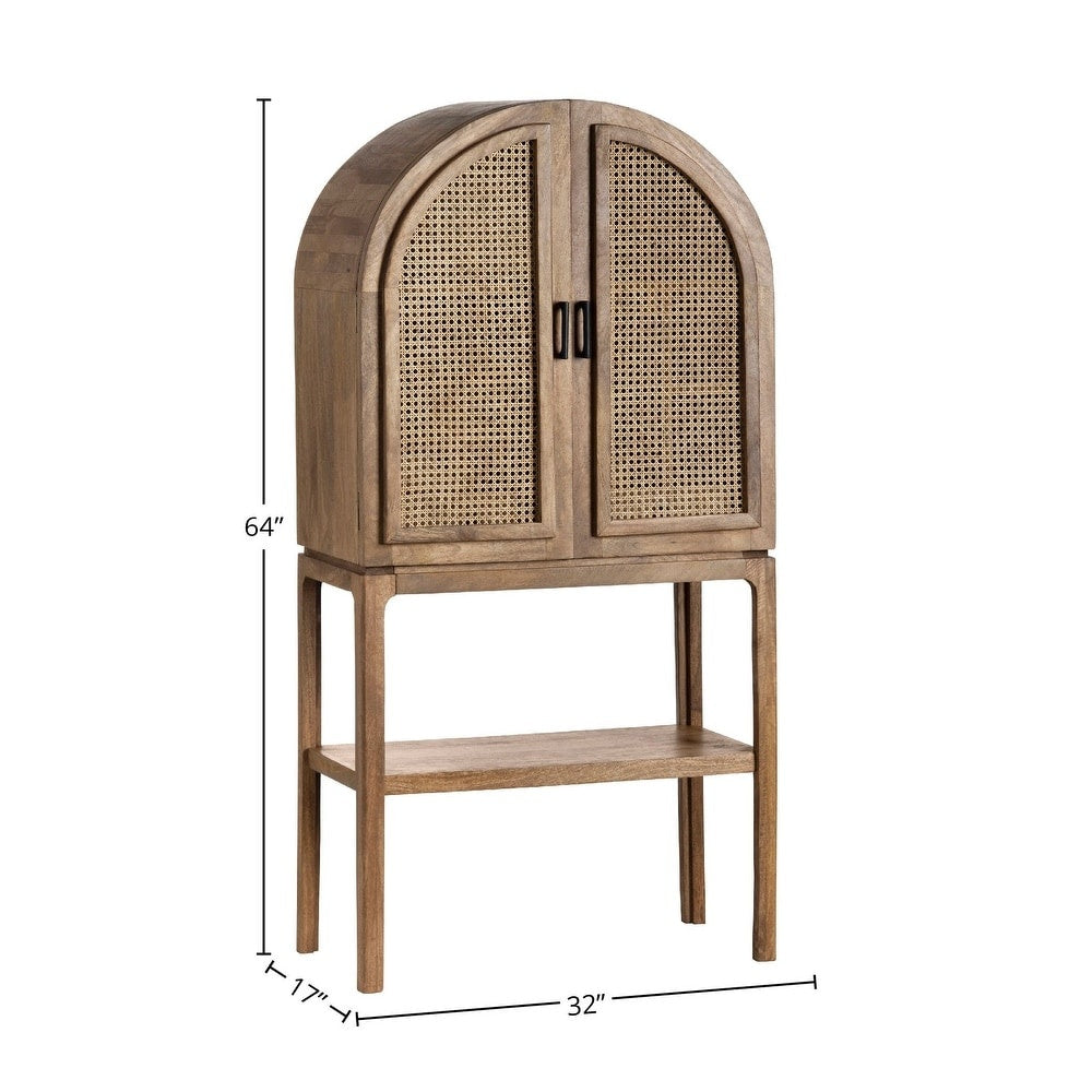 Eyelet Cane Bar Cabinet in Mango Wood | Natural finish | Drinks Cabinet