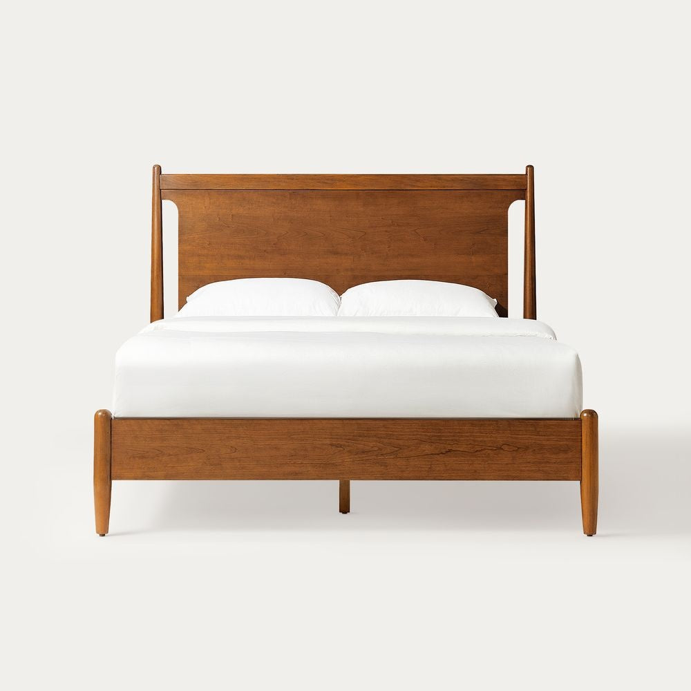 Haveli Classic Bed |Mid Century Design | Solid Wood |Mango Wood | Honey Finish | Without Storage | King Size & Queen Size | Bedroom Furniture